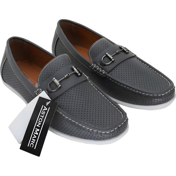 Aston Marc Men\'s Perforated Driving Loafers Gray US 12 M main image 4